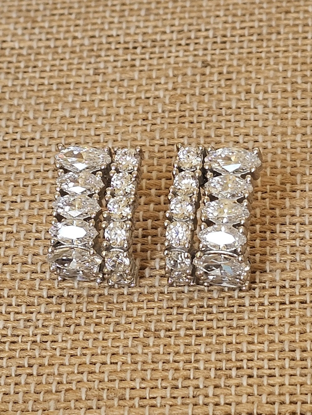 Diamonique Sterling Silver Statement Huggie Hoop Earrings 4.60ctw New